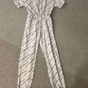 PrettyLittleThing White Script Jumpsuit